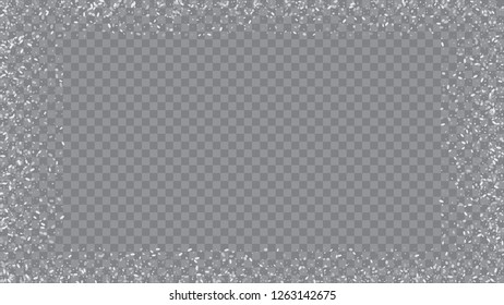 Snow Blizzard Effect. Bbright, White, Shimmer, Glowing, Scatter, Falling on a Transparent background. Holiday Christmas card design.