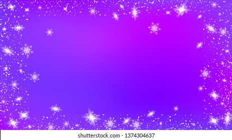 Snow Blizzard Effect. Bbright, White, Shimmer, Glowing, Scatter, Falling on a Blue background. Holiday Christmas card design.