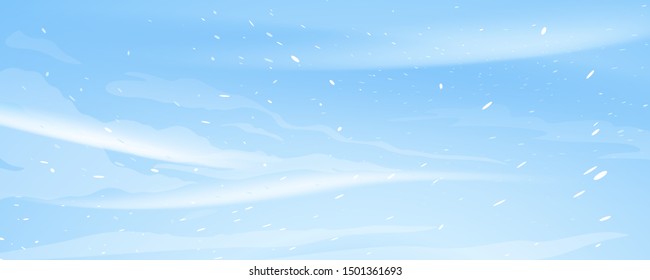 Snow blizzard nature texture illustration background, extreme weather conditions with cold wind and snow, winter wind with snow on blue sky background, extreme weather conditions