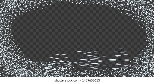 Snow and snow blizzard on a transparent background. Copy space. Template for New Year's greetings, Christmas card. For the design of winter themes.