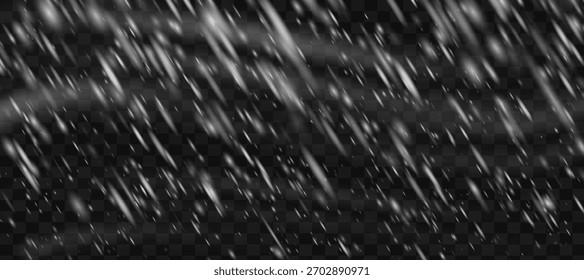 Efecto de tormenta de nieve de ventisca de nieve con capa de copo de nieve caída blanca transparente sobre negro. Navidades PNG textura para el frío cielo nocturno o hielo. Explosión de escarcha aislada con Filtrar de patrón de chispa.