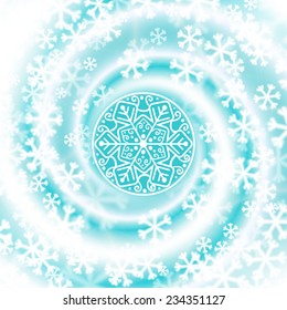 Snow blizzard swirl. Winter background. Vector illustration.