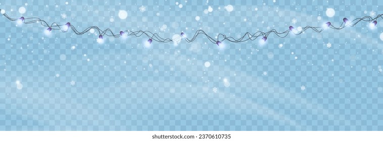 Schneebussgefühl, Weihnachtswinterhintergrund. Schneeflocken fliegen am Himmel einzeln auf transparentem Hintergrund	
