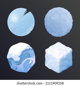 Schneeball für Spieldesign. Gegenstand im Spiel. Vorlage für mobile, Client- und Browser-Anwendungen. Volumetrisches, bunter Vektorobjekt für die Stilisierung.