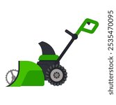 Snow blower battery powered vector cartoon illustration isolated on a white background.