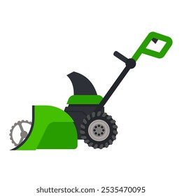 Snow blower battery powered vector cartoon illustration isolated on a white background.