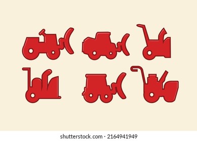 Design-Symbole für Schneefräse Vektorgrafik des modernen Sets