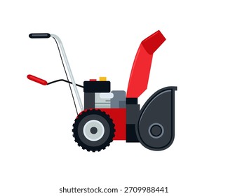 Snow blower isolated on white background. Snow removal. Vector cartoon flat illustration. Icon