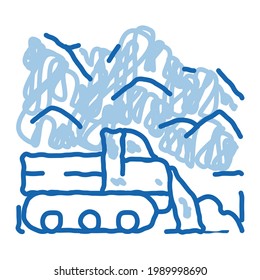 snow blower truck sketch icon vector. Hand drawn blue doodle line art snow blower truck sign. isolated symbol illustration