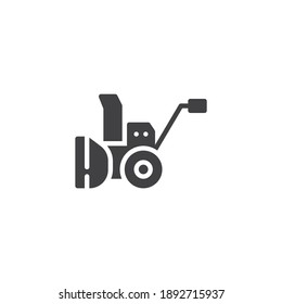 Snow blower vector icon. filled flat sign for mobile concept and web design. Snow removal machine glyph icon. Symbol, logo illustration. Vector graphics