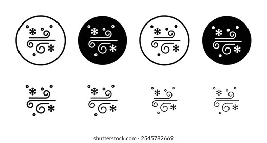 Snow blowing icon flat line symbol set.