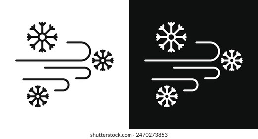 Snow blowing icon pack. Snowflake cold breeze vector sign. Blowing snowstorm cold air symbol.