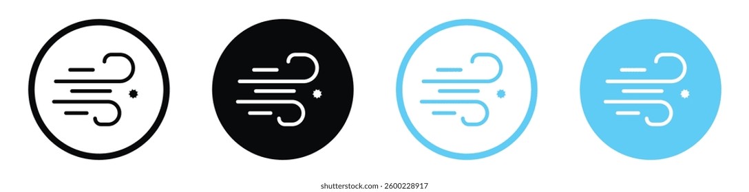 Snow blowing vector icons in black and blue colors