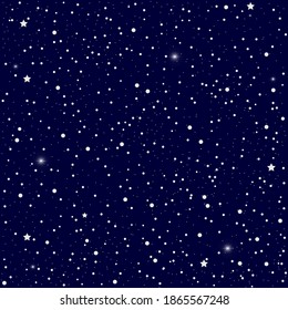 Snow blue background. Christmas snowy winter design. White falling snowflakes, abstract landscape. Cold weather effect. Magic nature  snowfall texture decoration. Vector