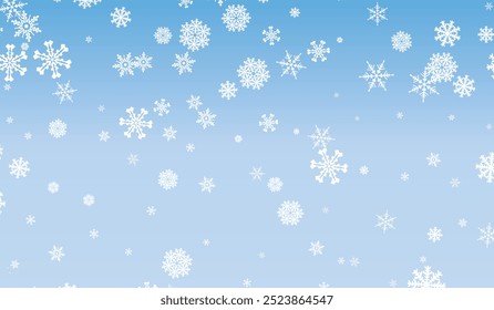 Fondo de Snow Blue. Navidades de diseño invernal nevado. Copos de nieve que caen blancos, paisaje abstracto. Efecto Clima frío. Decoración mágica de la textura de la nevada de la fantasía de la naturaleza. Ilustración vectorial