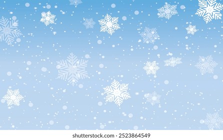 Fondo de Snow Blue. Navidades de diseño invernal nevado. Copos de nieve que caen blancos, paisaje abstracto. Efecto Clima frío. Decoración mágica de la textura de la nevada de la fantasía de la naturaleza. Ilustración vectorial