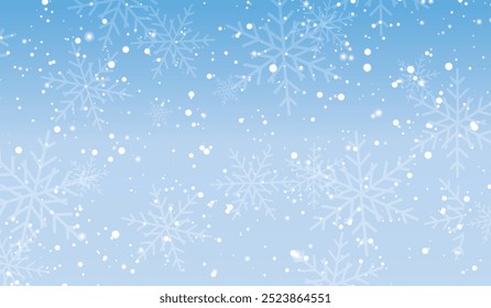 Fondo de Snow Blue. Navidades de diseño invernal nevado. Copos de nieve que caen blancos, paisaje abstracto. Efecto Clima frío. Decoración mágica de la textura de la nevada de la fantasía de la naturaleza. Ilustración vectorial