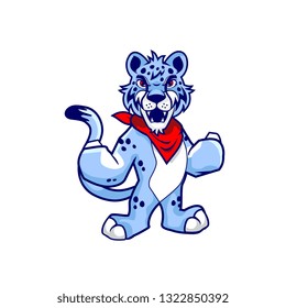 Snow Blue Cheetah Stand With Power Can Be Used As Logo Or Mascot