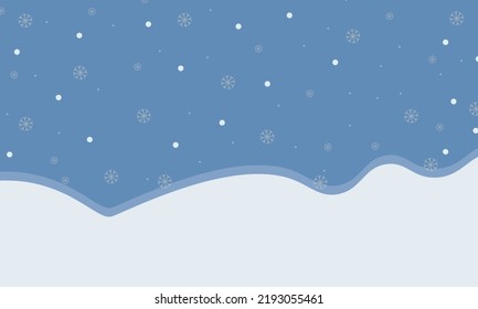 Snow blue ice background. Christmas snowy winter design. White falling snowflakes, abstract landscape. Cold weather effect. Magic nature fantasy snowfall texture decoration. Vector illustration