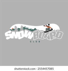 
snow board club t-shirt graphic design vector illustration 