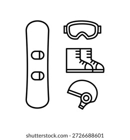 Ilustración vectorial de conjunto de iconos de Tablero de nieve para Sitio web de Anuncio de diseño