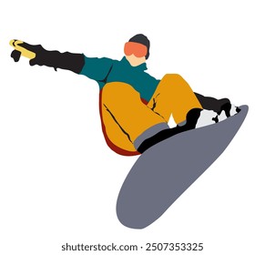 snow boarder full isolated on white vector illustration