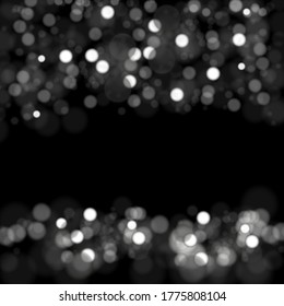 Schneebokeh-Textur auf schwarzem Hintergrund