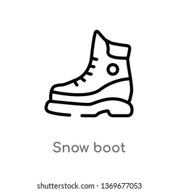 snow boot vector line icon. Simple element illustration. snow boot outline icon from winter concept. Can be used for web and mobile