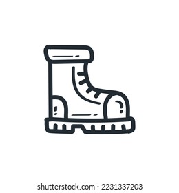 Snow boot winter shoe doodle icon drawing vector outline illustration