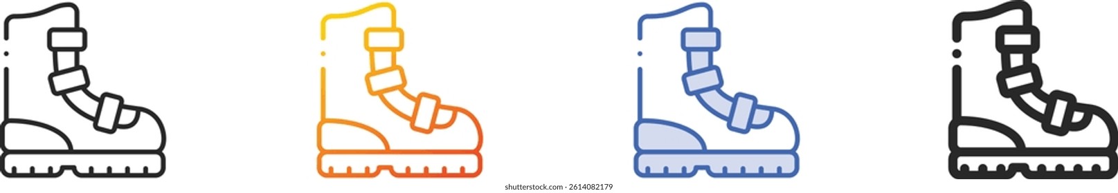 snow boots icon.Thin Linear, Gradient, Blue Stroke and bold Style Design Isolated On White Background