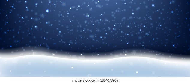 Snow Border With New Year Card With Gradient Mesh, Vector Illustration