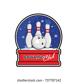 snow bowl bowling,logo bowling club,vector illustration