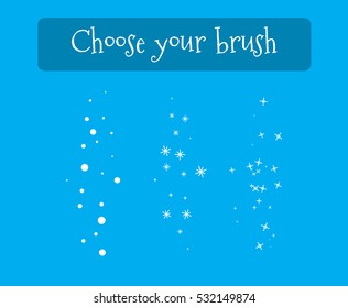 snow brush isolated on blue background. snowflakes for your illustration