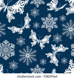 Borboleta de neve. Ilustração vetorial. Sem emenda.