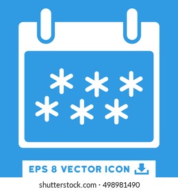 Snow Calendar Day icon. Vector EPS illustration style is flat iconic symbol, white color.