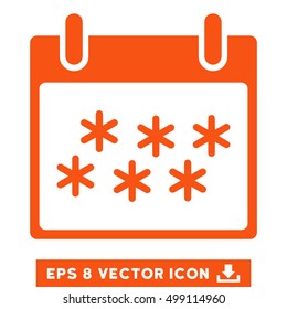 Snow Calendar Day icon. Vector EPS illustration style is flat iconic symbol, orange color.