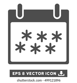 Snow Calendar Day icon. Vector EPS illustration style is flat iconic symbol, gray color.