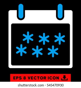 Snow Calendar Day icon. Vector EPS illustration style is flat iconic bicolor symbol, blue and white colors.