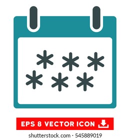Snow Calendar Day icon. Vector EPS illustration style is flat iconic bicolor symbol, soft blue colors.