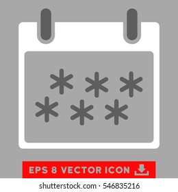 Snow Calendar Day icon. Vector EPS illustration style is flat iconic bicolor symbol, dark gray and white colors.