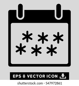 Snow Calendar Day icon. Vector EPS illustration style is flat iconic symbol, black color.