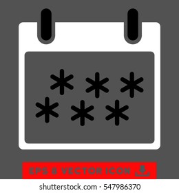 Snow Calendar Day icon. Vector EPS illustration style is flat iconic bicolor symbol, black and white colors.