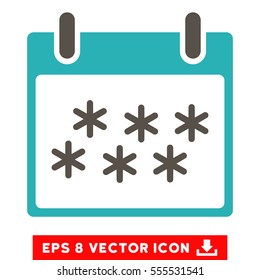 Snow Calendar Day icon. Vector EPS illustration style is flat iconic bicolor symbol, grey and cyan colors.