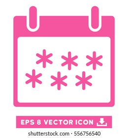 Snow Calendar Day icon. Vector EPS illustration style is flat iconic symbol, pink color.