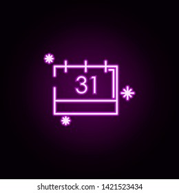 snow calendar neon icon. Elements of winter set. Simple icon for websites, web design, mobile app, info graphics