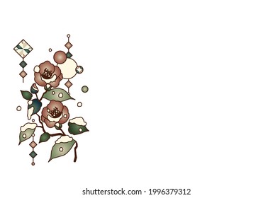 Material de ilustración vectorial de nieve y camélios