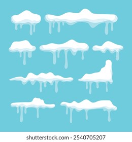 Snow cap collection vector, winter clipart