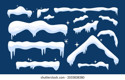 Snow cap collection in winter seasons for design. Decoration element.