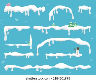 Snow cap frames background vector set isolated