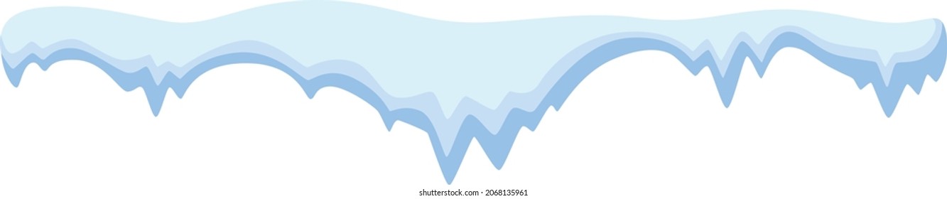 Snow cap. Frozen ice formation. Winter cartoon border